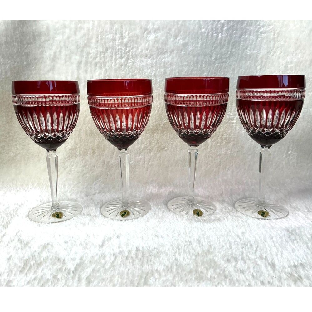 NEW Waterford Ruby Serenity Goblets Set of 4 Mirage Las Vegas 2002 Gift Box